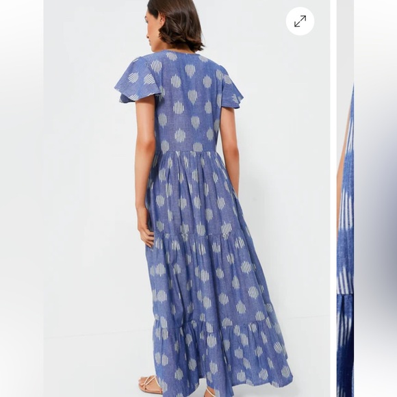 OLIPHANT Chatham Blue V-Neck Maxi Dress - Picture 4 of 7